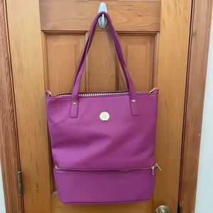 Joy Mangano Large Pink Leather Tote